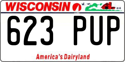 WI license plate 623PUP