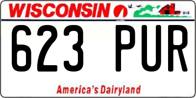 WI license plate 623PUR