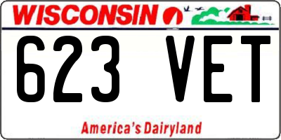 WI license plate 623VET