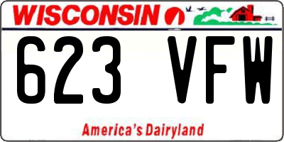 WI license plate 623VFW