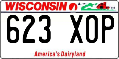 WI license plate 623XOP