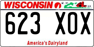 WI license plate 623XOX
