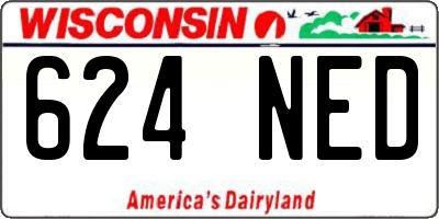 WI license plate 624NED