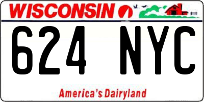 WI license plate 624NYC