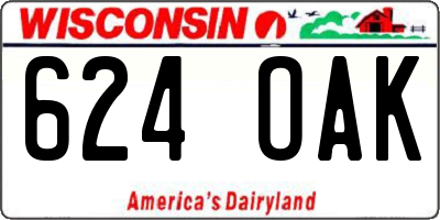 WI license plate 624OAK