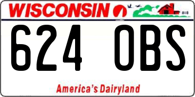 WI license plate 624OBS