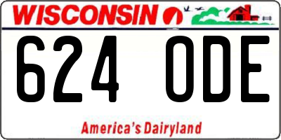 WI license plate 624ODE