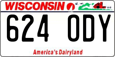 WI license plate 624ODY