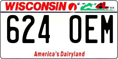 WI license plate 624OEM