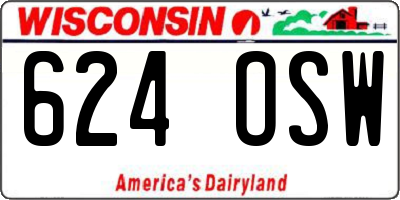 WI license plate 624OSW