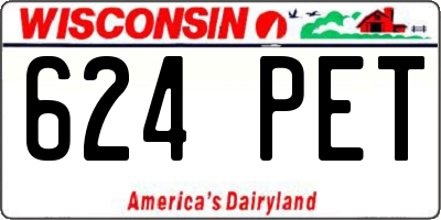 WI license plate 624PET