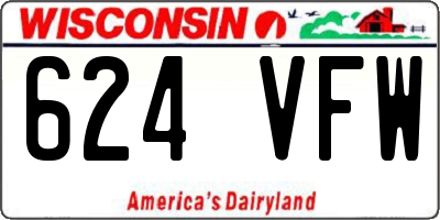 WI license plate 624VFW