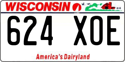 WI license plate 624XOE