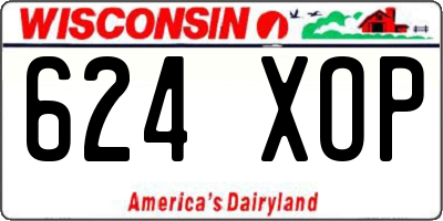 WI license plate 624XOP