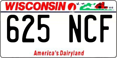 WI license plate 625NCF