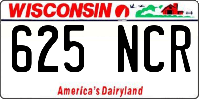 WI license plate 625NCR
