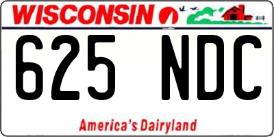 WI license plate 625NDC