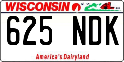 WI license plate 625NDK