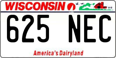 WI license plate 625NEC