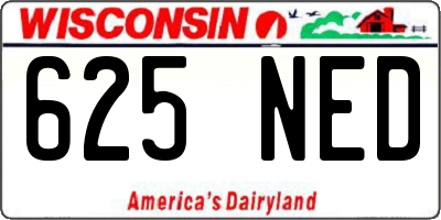 WI license plate 625NED