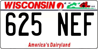 WI license plate 625NEF