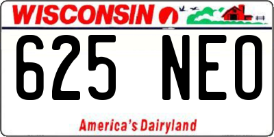 WI license plate 625NEO