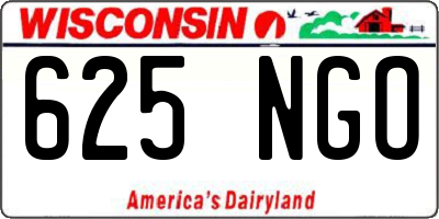 WI license plate 625NGO