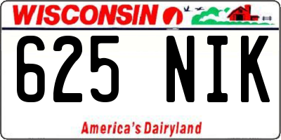 WI license plate 625NIK