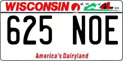 WI license plate 625NOE