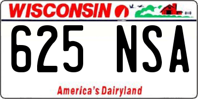 WI license plate 625NSA