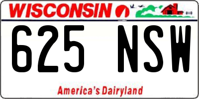 WI license plate 625NSW