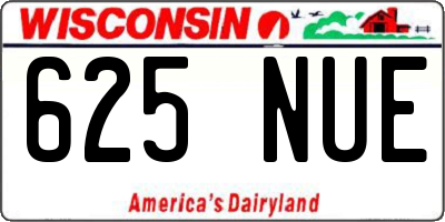 WI license plate 625NUE