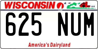 WI license plate 625NUM