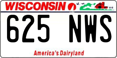 WI license plate 625NWS
