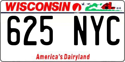 WI license plate 625NYC