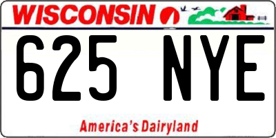 WI license plate 625NYE