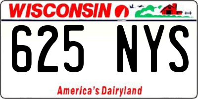 WI license plate 625NYS