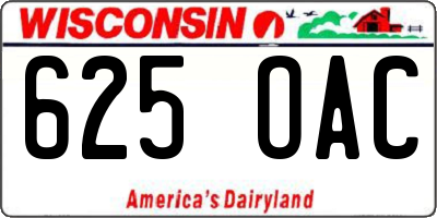 WI license plate 625OAC