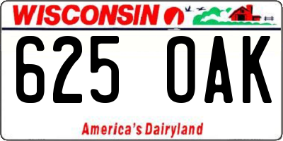 WI license plate 625OAK