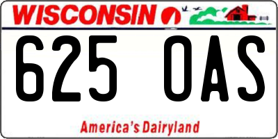 WI license plate 625OAS
