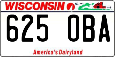WI license plate 625OBA