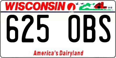 WI license plate 625OBS