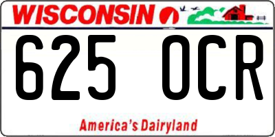 WI license plate 625OCR