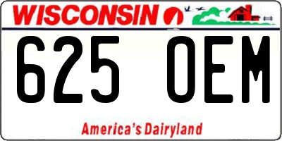WI license plate 625OEM