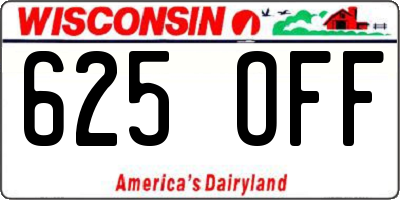 WI license plate 625OFF
