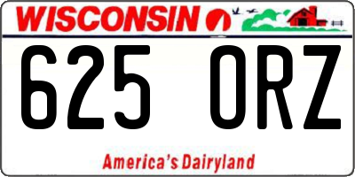 WI license plate 625ORZ