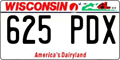 WI license plate 625PDX