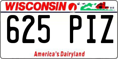 WI license plate 625PIZ