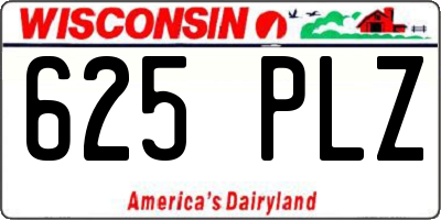 WI license plate 625PLZ