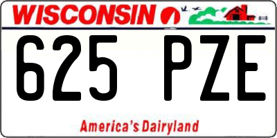 WI license plate 625PZE